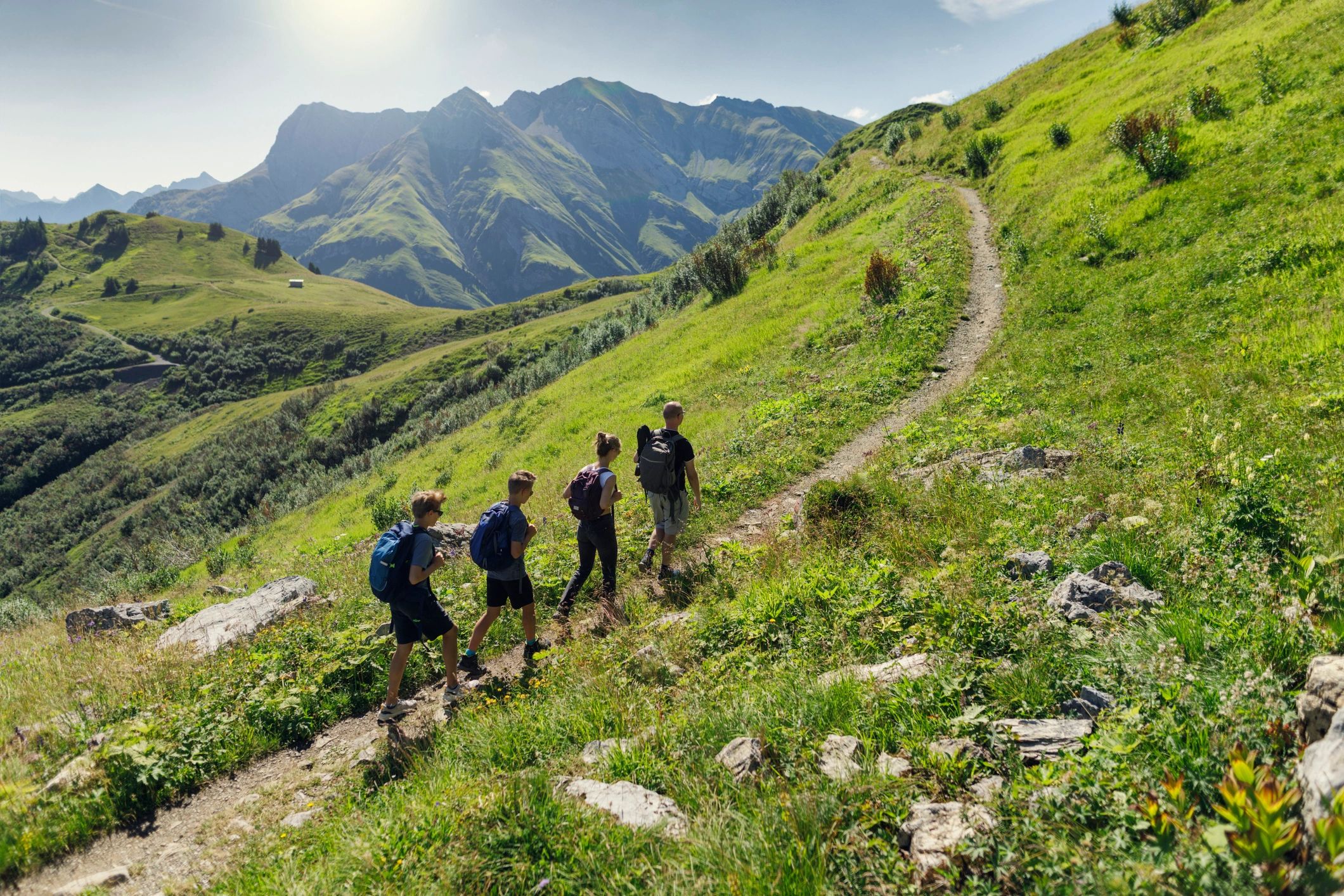 Small group on an outdoor adventure trail